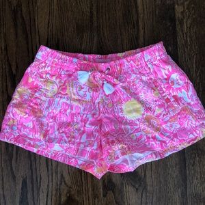Lilly Pulitzer Linen Shorts Pink Sun Size Small